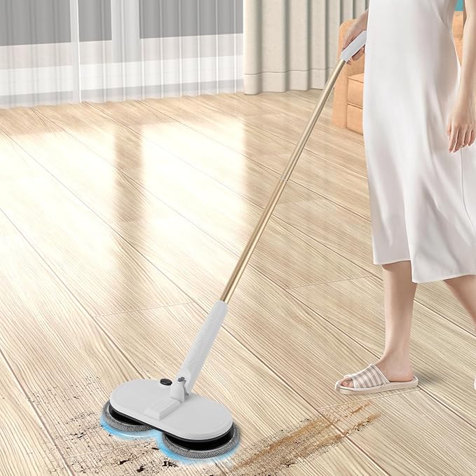 Cordless Mop Electric Spin Mop for Hardwood Floor Cleaner Machine Cordless Spin Mopper Motorised Electric Mops for Hardwood Tile Laminate Floor Daily Light Cleaning (No Water Tank)