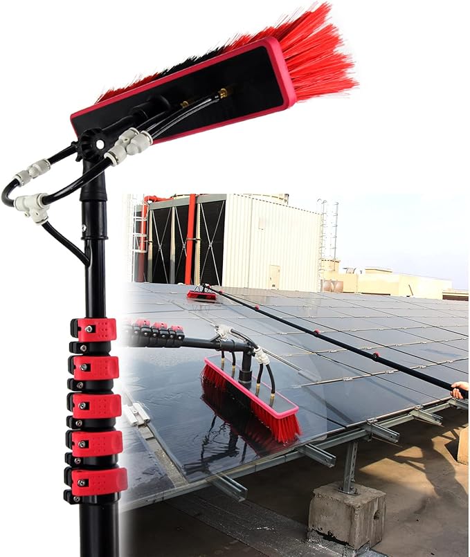 Glass Cleaning Brush Home Water Fed Telescopic Pole Kit Solar Panel Brush Rotating for Photovoltaic PanelTelescopic Window Cleaning BrushPhotovoltaic Cleaner Solar Panel Window Cleaning Po