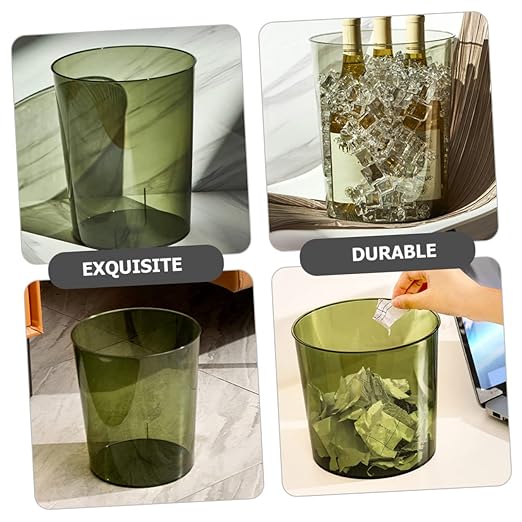 ABOOFAN Clear Large Capacity Trash Bucket Transparent Household Garbage Storage Container for Office Bedroom Living Practical Decorative Wastebasket for Home Use