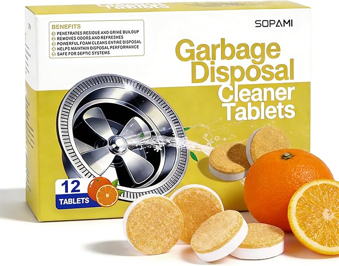SOPAMI Garbage Disposal Cleaner Tablets 24-Pack - Sink Cleaner and Deodorizer Disposal Cleaner and Deodorizer Garbage Disposal Cleaner and Deodorizer Tablets