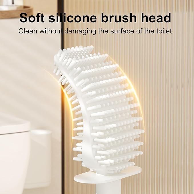Toilet Brush and Holder Set - Wall Mounted Bathroom Scrub Brush Toilet Bowl Brush and Plunger Set for Bathroom Cleaner (White)
