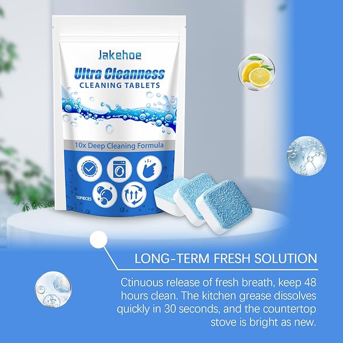 Multi-Purpose Cleaning Tablets Gentle Stain &amp Grease Remover For Kitchen Bathroom Easy To Use Dissolvable Foaming Tablets For Home Cleaning(3PCS)