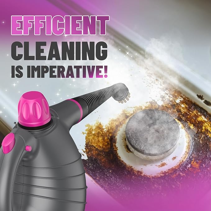 Pressurized Handheld Steam Cleaner with 10pcs Accessories&ampSafety Lock Multi-Purpose Natural Deep Cleaning Steamer Multi-Surface Steamer for Cleaning Home Car Upholstery Grout and More