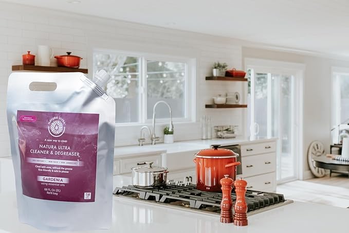 Natura Ultra™ Multi-Surface Cleaner &amp Degreaser - Home and Kitchen degreasing (Refill Bag) for Glass Countertops Appliances and Floors - Eco-Friendly &amp Non- Toxic Cleaner &amp Degreaser