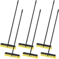 Zhehao 6 Pack 18 Inches Push Broom Outdoor Multi Surface Garden Brush Broom with Adjustable 63 Long Handle for Deck Driveway Patio Warehouse Garage Yard Concrete Floor Cleaning