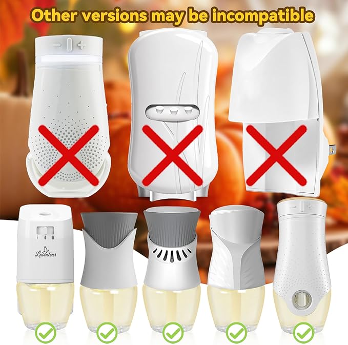 Plug in Air Freshener Refills for Home Pumpkin Scented Oil Refill Winter Fragrance – 12 Count 7.92 Fl Oz Compatible with Air Wick &amp Glade Not Include Glade Plus – Ideal for Bedroom Bathroom