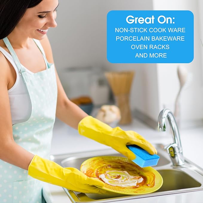 Tioncy 100 Pcs Individually Wrapped Sponges Kitchen Bulk Blue Dish Non Scratch Scrub Sponges Dual Sided Cleaning Dish Scrubber for Washing Dishes Pots Pans Sinks Stoves Appliances Car Bike