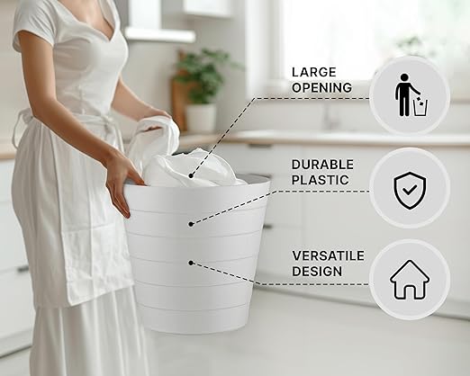 Small Trash Can (2.1 Gallons) Dorm Trash Can Heavy Duty Dust Bin Mini Garbage Can for Bedroom (Pack Of 3) Plastic Wastebasket Bathroom Wastebasket (White) Round paper Trashcan Office Trash bin