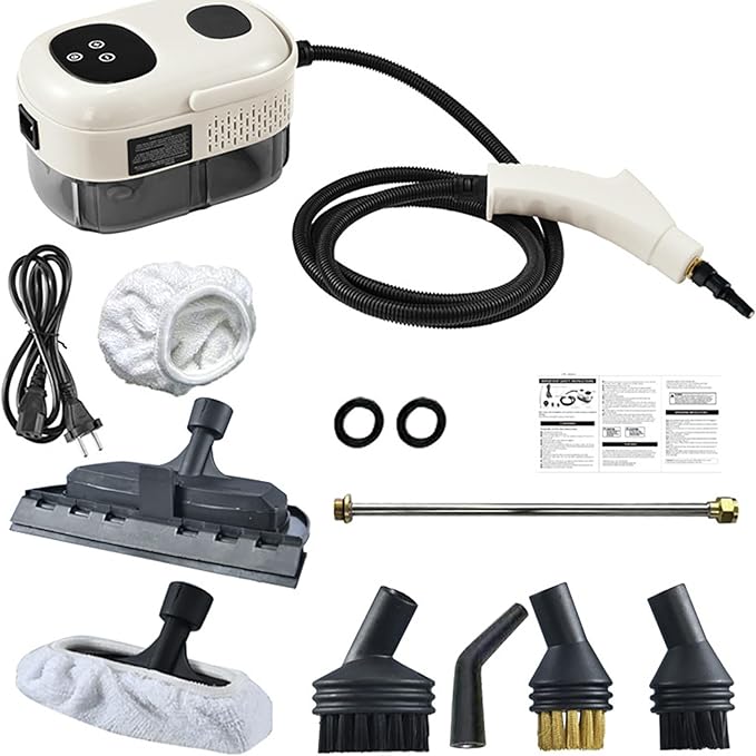 Handheld Pressurized Steam Cleaner 2500W Handheld High Temp Portable Cleaning Machine Natural Steam Cleaner Steamer for Cleaning Ready In 10s Multifunctional Steam Cleaning for Bed Car Kitchen(Whi