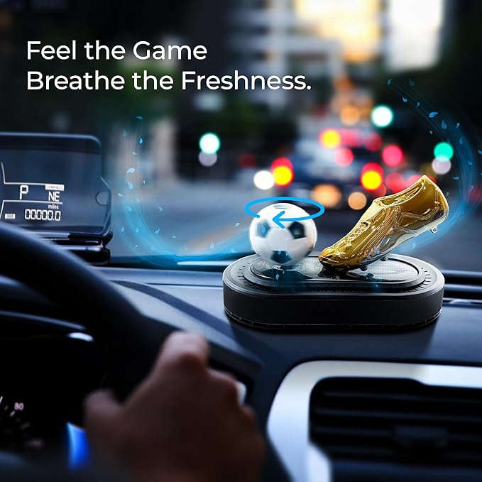Solar-Powered Soccer-Themed Car Freshener - Solar Rotating Soccer Ball Car Freshener Soccer Gifts for Men &amp Women Gift for Coach Players Teams &amp Fans