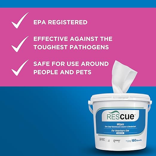 Rescue Bucket Wipes 8 Pack &amp Bucket Refill Wipes 8 Pack – Disinfectant Cleaner for Vet Use Designed to Clean Kennels Litter Boxes &amp More