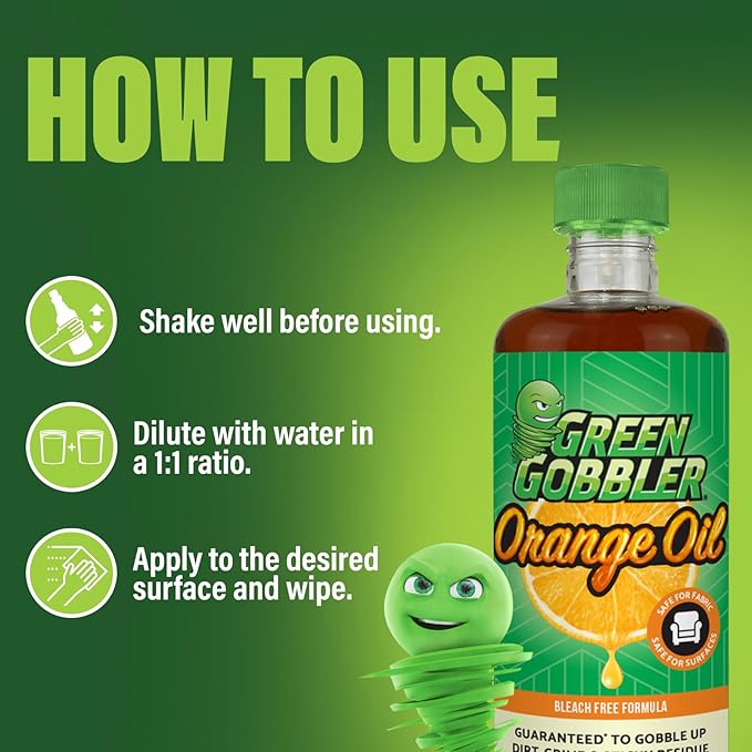 Green Gobbler Cold Pressed Orange Oil Concentrate - 22.5 oz (D-Limonene) Multi-Purpose Home and Outdoor Cleaner (2 PACK)
