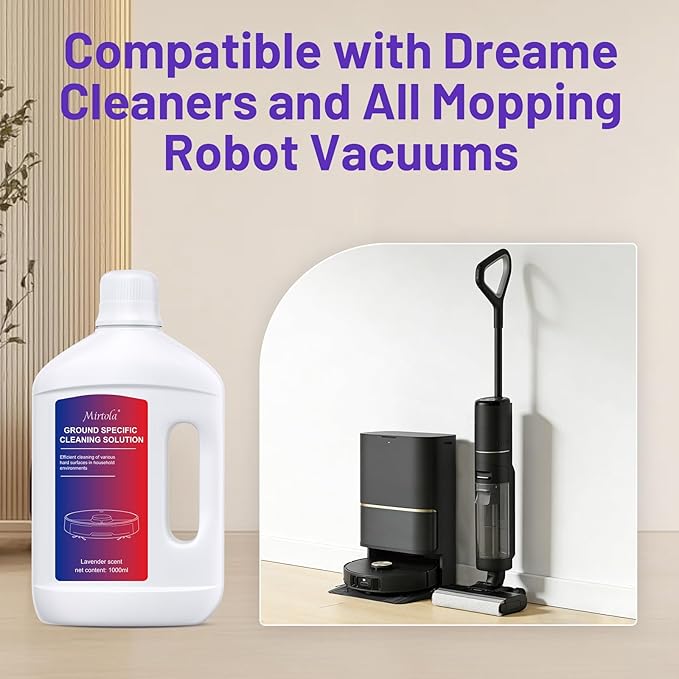 Multi-Surface Floor Cleaning Solution Compatible with Dreame Cleaning Solution Lavender Scent Deep Clean Suitable for All Mopping Robot Vacuums and Cordless Wet/Dry Mops (2000 ml)