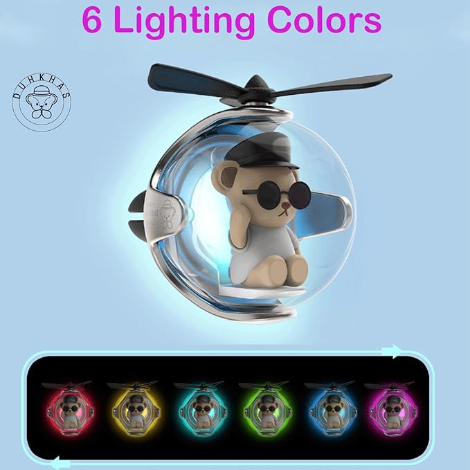 2Pcs Pilot Car Air Freshener Cute Bear Car Vent Clip Air Freshener Automotive Air Outlet Fan Diffuser Automotive Interiors Vent Decoration (Silver+Red)