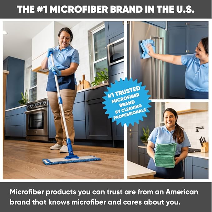 Cinch Mop - Microfiber Mop for Hardwood Floors - Flat Mops System for Wood Tile Laminate Vinyl 2 Wet Pads Refills Reusable Micro Fiber Mopping Heads