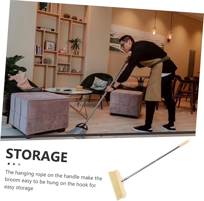 Handle Soft Bristle Broom for Cleaning Hardwood Floor Sweeping Tool for Pet Hair and Dirt Removal Design Easy to Store