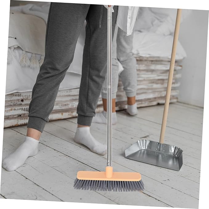 3 Pieces Floor Cleaning Brush Tile Grout Brush Kitchen Scrubbing Cleaning Brush Stiff Grout Cleaner Abs Bathroom Brush Broom (Naranja Nórdico 31X5.5X121CM)