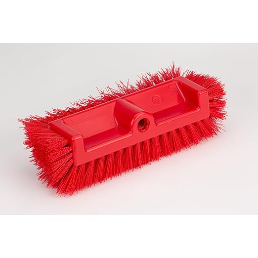 SPARTA Multi-Level Tile Scrub Brush 12 Wide Brush Head Heavy-Duty Tile Cleaning Brush with End Bristles for Commercial Tiles Tubs and Floor Plastic 12 Inches Red