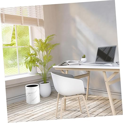 IMIKEYA Marble Pattern Wastebasket Lidless Trash Bin for Home Office Modern Design for Living Room Kitchen Bathroom Versatile Garbage Container for Hotels