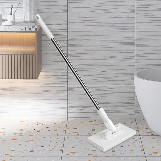 2 Set Disposables Dust Mops with 20 Reusable Cloths 100x16x8cm Automatic Fabric Clamp Lazy Mop 360° Rotatable Detachable Press Flat Mop Portable Face Towel/Wipes Cleaner for Floor Bathroom Kitchen