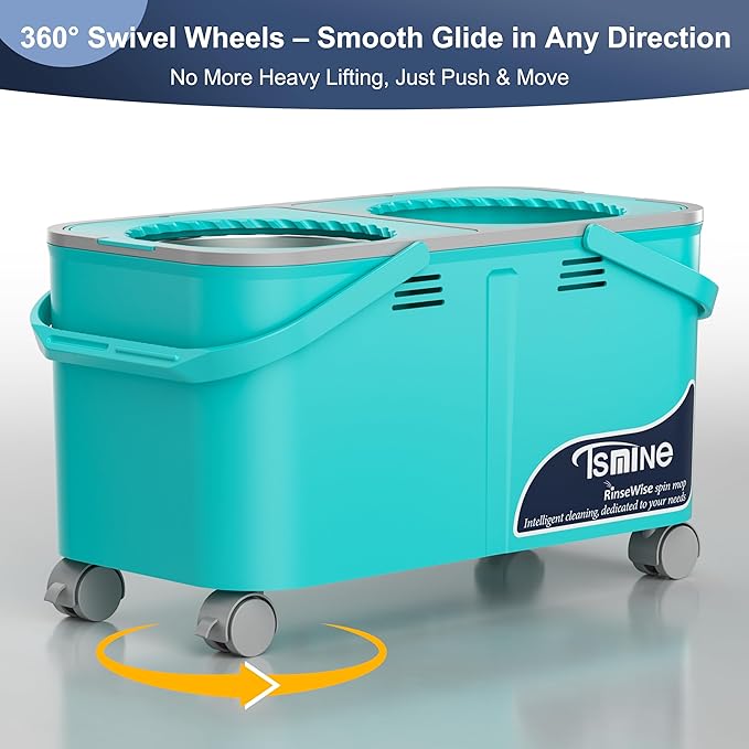 Easy-Use Spin Mop for Cleaner Controlled Rinsing Clean &amp Dirty Water Separation Mop Bucket for Pet &amp Family Homes360° Swivel Wheels Safe for Hardwood &amp Tile Adjustable Handle6 Reusab