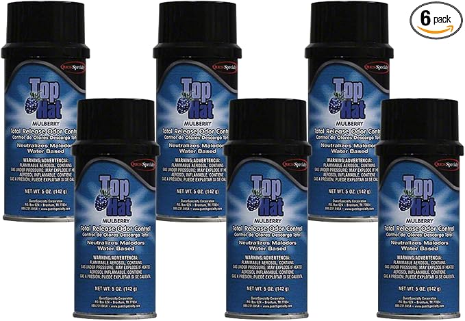 Quest 3230 TOP HAT Water-Based Total Release Odor Eliminator. Mulberry fragrance (6 Pack)