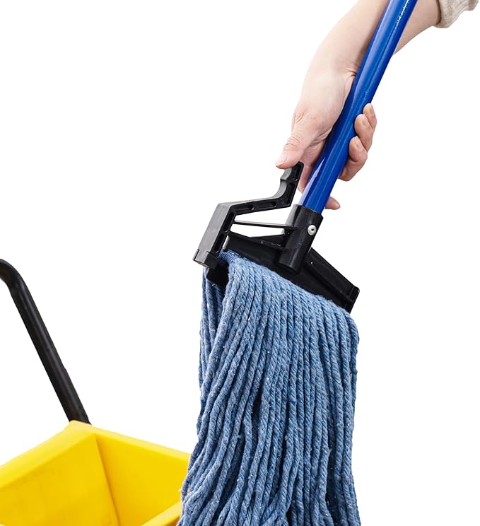 Matthew Easy Trigger Release Mop Handle 60 inch Metal Mop StickCommercial Mop Head Replacement Holder for Floor CleaningClip On Mop Handle Quick Change - 6Pack Blue