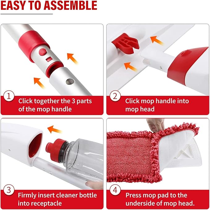 Spray Mops for Floor Cleaning Microfiber Spray Cleaning Mop Kit with 3 Reusable Washable Pads 700ML Refillable Bottle and Scrubber Flat Mop with 360 Degree Swivel Head for Hardwood Laminate