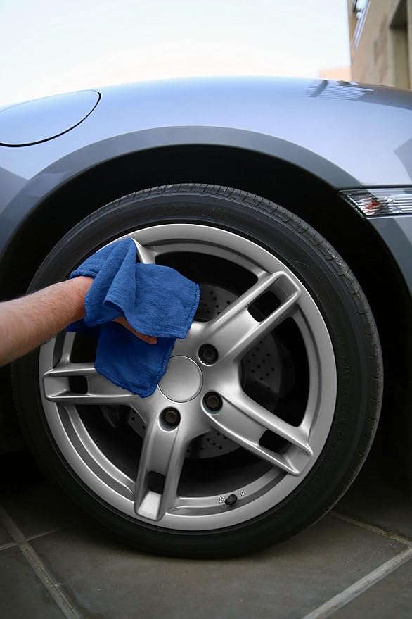 Avalon Towels Cotton Shop Rags – (Pack of 50) Size 12x14 Inches Cleaning Rags – Absorbent Shop Towels and Multipurpose Cleaning Towels for Automobiles Industries Garage and Homes (Blue)