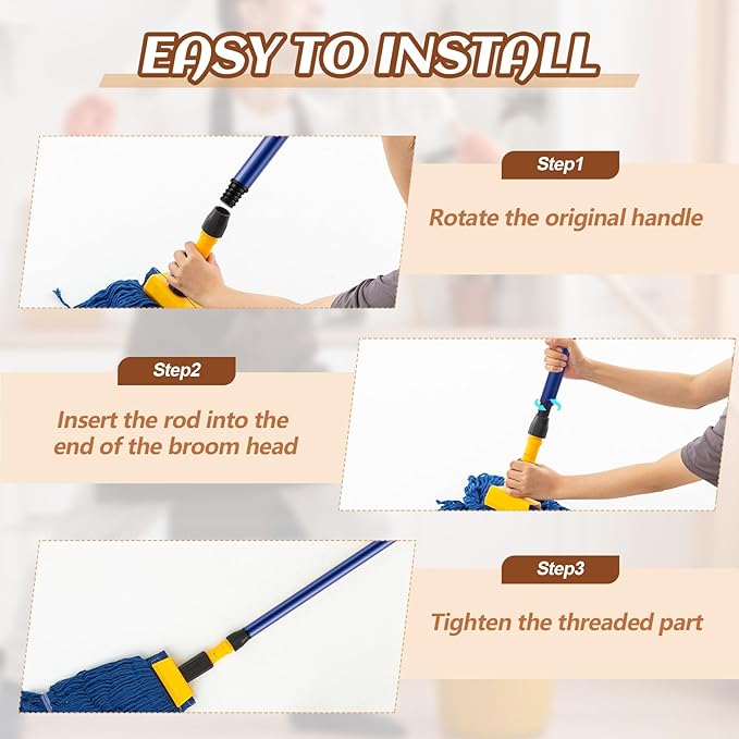 Gisafai 20 Pcs Broom Handle with Threaded Tip Powder Coated Broom Handle Metal Cleaning Pole with Plastic Thread Stick for Floor Brushes Replacement Cleaning Tools Accessories(20 Pcs)
