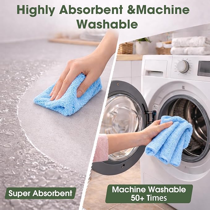 Microfiber Cleaning Cloth Roll - 100 Pack Tear Away Microfiber Paper Towels Reusable Washable Scratch-Free Kitchen Towels for Car Home Kitchen Glass Dishes (Blue)