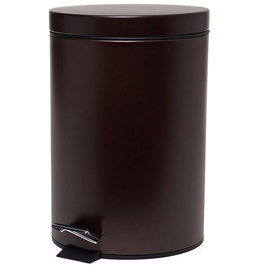 Rocky Mountain Goods Small Trash Can with Step Lid - 1.85 Gallon - Trash can for bathroom bedroom office - Heavy duty metal - Foot pedal opening - Removable inside pail with handle (Venetian Bronze)
