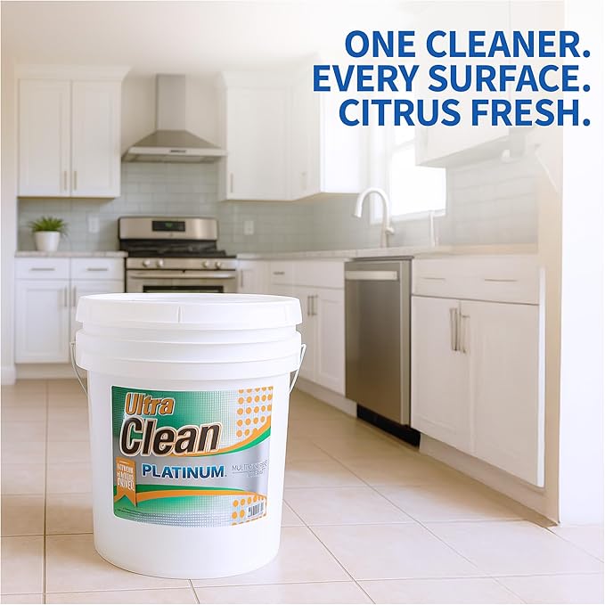 Ultra Clean Platinum Multipurpose Cleaner Non-Abrasive and Bleach-Free for Kitchen Counters Bathroom Floors and Garage Spaces Citrus 5 Gallons