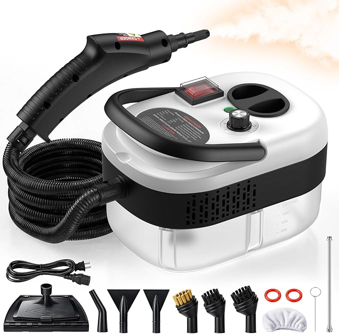 2500W Handheld Steam Cleaner for Home 6-Level High Pressure Steam Gun Steam Machine w/40.6oz Tank Portable Car Steamer for Auto Detailing &amp Cleaning Car Floor Furniture Tile Grout Wall