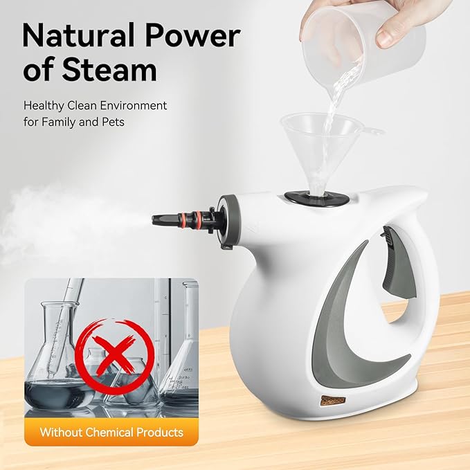 Handheld Steam Cleaner 1050W High Temperature 239°F Steamer for Cleaning Floors Windows Cars Kitchen &amp Bathroom with 7 Accessories Pressurized Handheld Multi-Surface Portable Deep Steam Clea