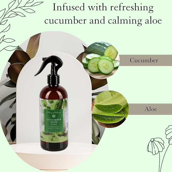 Abbey &amp Sullivan Linen Spray Cucumber Aloe Fabric Freshener and Fragrance Room Spray Pack of 2 16 oz