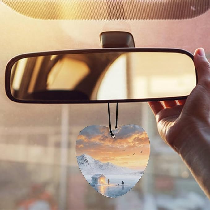 5PCS Car Air Freshener Hanging Personalized Double Sided Sunset Ice Fishing Car Fresheners Long Lasting New Cars Scents Cute Automotive Freshies for Closets Drawers (tea)