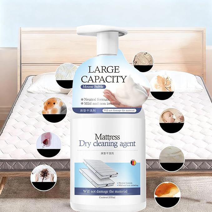 Mattress Stain Remover 300ml Plant-Based Quick-Drying Spray for Sofa Bed Carpet Couch Rug Upholstery Fabric Furniture Laundry Cleaning