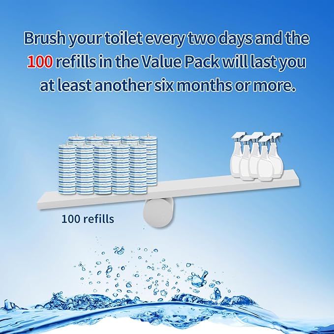 100pc Bulk Toilet Wand Refills - Disposable Toilet Brush Replacement Heads Pack for Household Cleaning Bathroom cleaners Compatible Headswashroom mats Brush Cleaning SystemClean Refill Pads.