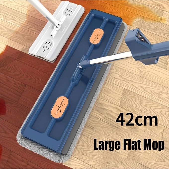 Self-Wringing 360° Flat Mop Multi-Functional Floor Mops Wall Cleaning with 2/4 Microfiber Pads 54 Adjustable Stainless Steel Long Handle Mop for Floors Corner Window (Blue+4 Mops)