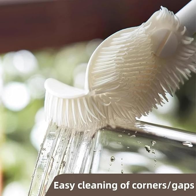 Upgraded 360 ° Flexible Silicone Bottle Brush Long Handle Narrow Mouth Container Water Bottle Glass Cleaning Tool (2 Pcs)