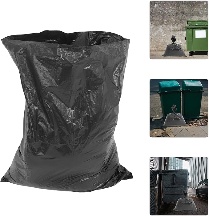 Heavy Duty Commercial Garbage Bags 50pcs 70x90cm Contractor Trash Bags Thick Flat Mouth Kitchen and Lawn for Industrial and Residential Use