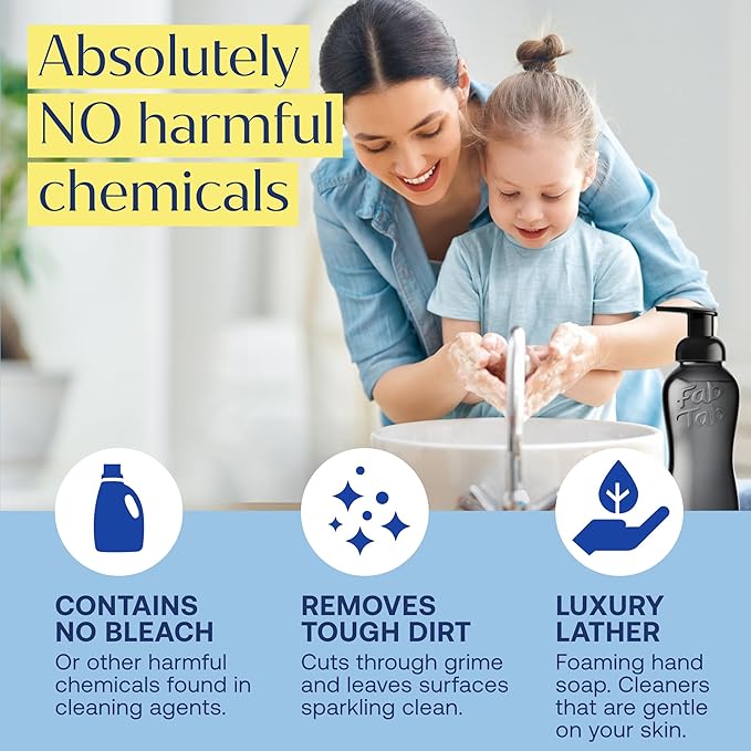 Fab Tab Home Cleaning Kit Refill Tablets - All-Purpose Cleaner Bathroom Cleaner &amp Foaming Hand Soap Tablet Refills - Plant-Based - Platic-Free - No Harsh Chemicals - (Bottles Not Included)