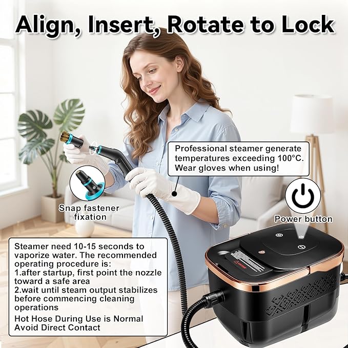Steam Cleaner 2500W Portable Handheld Steamer for Cleaning Large Capacity Tank Pressurized Steam Cleaning Machine for Home Car Bathroom Kitchen Furniture Grout Floor Tile
