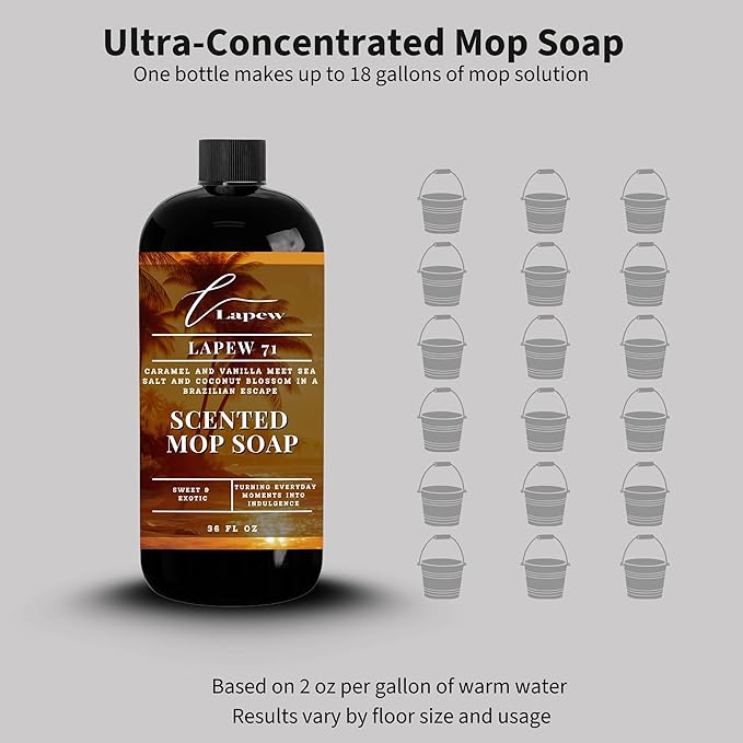 Lapew 71 Scented Mop Soap - Luxury Floor Cleaner Concentrate for Mopping Tile Laminate Vinyl &amp Hardwood | Streak-Free Low-Foam | 36 oz