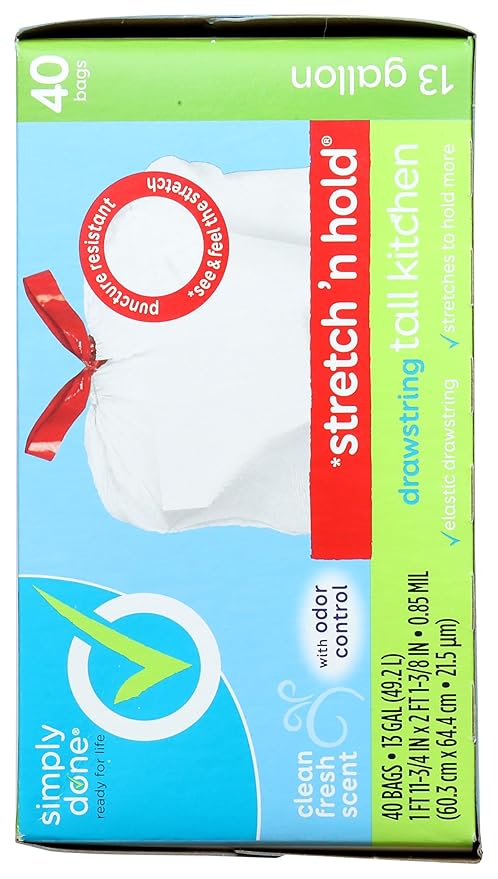 Simply Done Tall Kitchen Bags Drawstring Clean Fresh Scent 13 Gallon