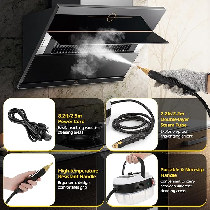 Dyna-Living 1800W Portable Steam Cleaner with 2.1L Water Tank &amp 2500W Steam Cleaner with 1L Large-capacity Tank