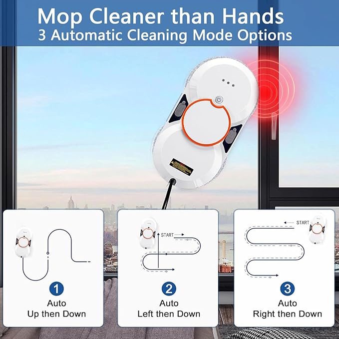 Window Cleaning Robot4 Automatic Cleaning Routes Smart Window CleanerRemote Control/Automatic Dual Use60ml Water Tank Capacity with Double Water Spray Window Cleaner Machine