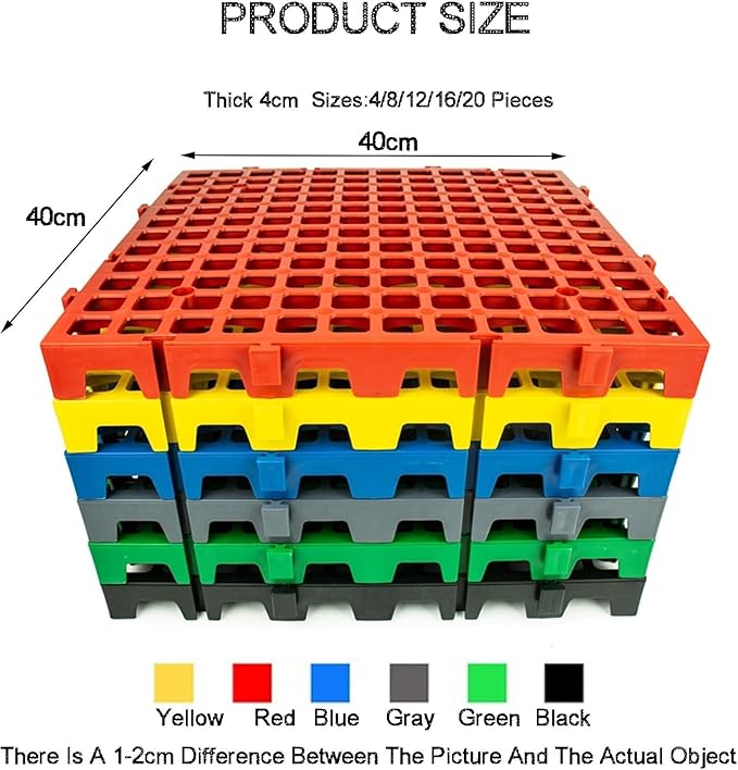 Trench Drainage GrateDrain Covers OutdoorInterlocking Floor TilesGarage Multicolor Pack Of 4-20 Pieces(Grey4 pieces)