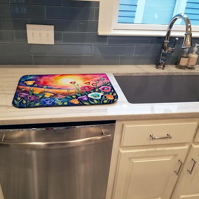 Caroline's Treasures DAC1445DDM Lisianthus in Color Dish Drying Mat Absorbent Dish Drying Mat Pad for Kitchen Counter Dish Drainer Mat for Countertop 14 x 21 Multicolor